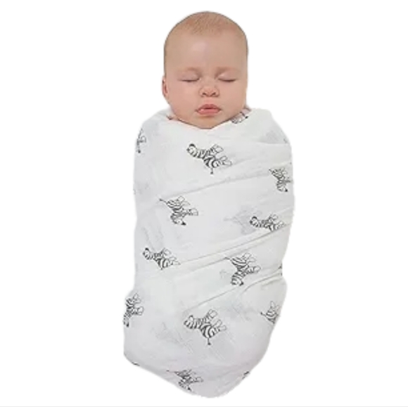 NIB Amazing Baby Muslin Swaddle Blanket in Premium Cotton Soft Black Zebra Print - Picture 6 of 11